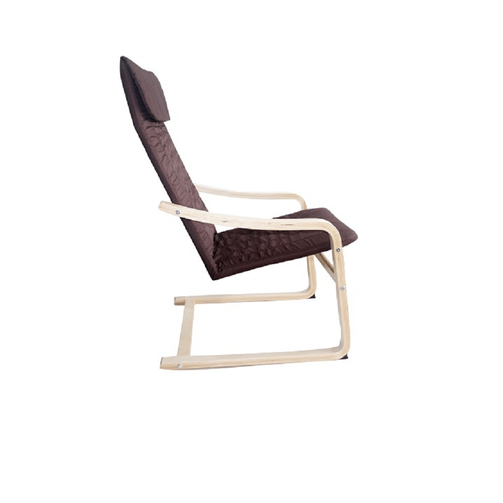 Fotoliu relaxant, lemn de mesteacăn/material maro, TORSTEN