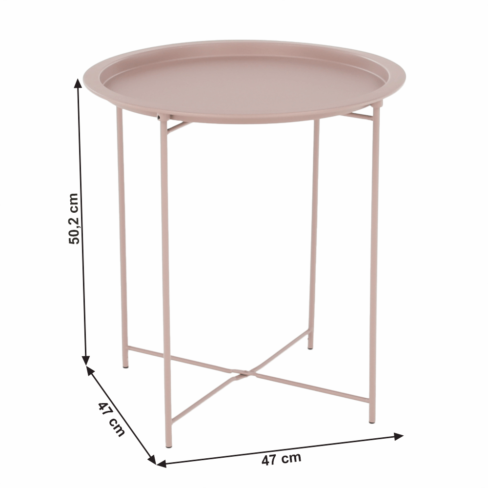 Măsuţă auxiliară cu tavă detaşabilă, roz nude, RENDER