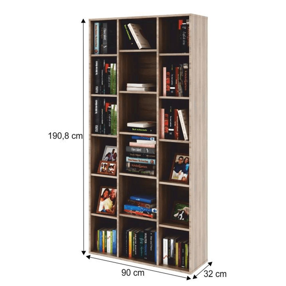 Dulap biblioraft înalt, PAL melaminat, stejar sonoma, DUNAJ  Tip13