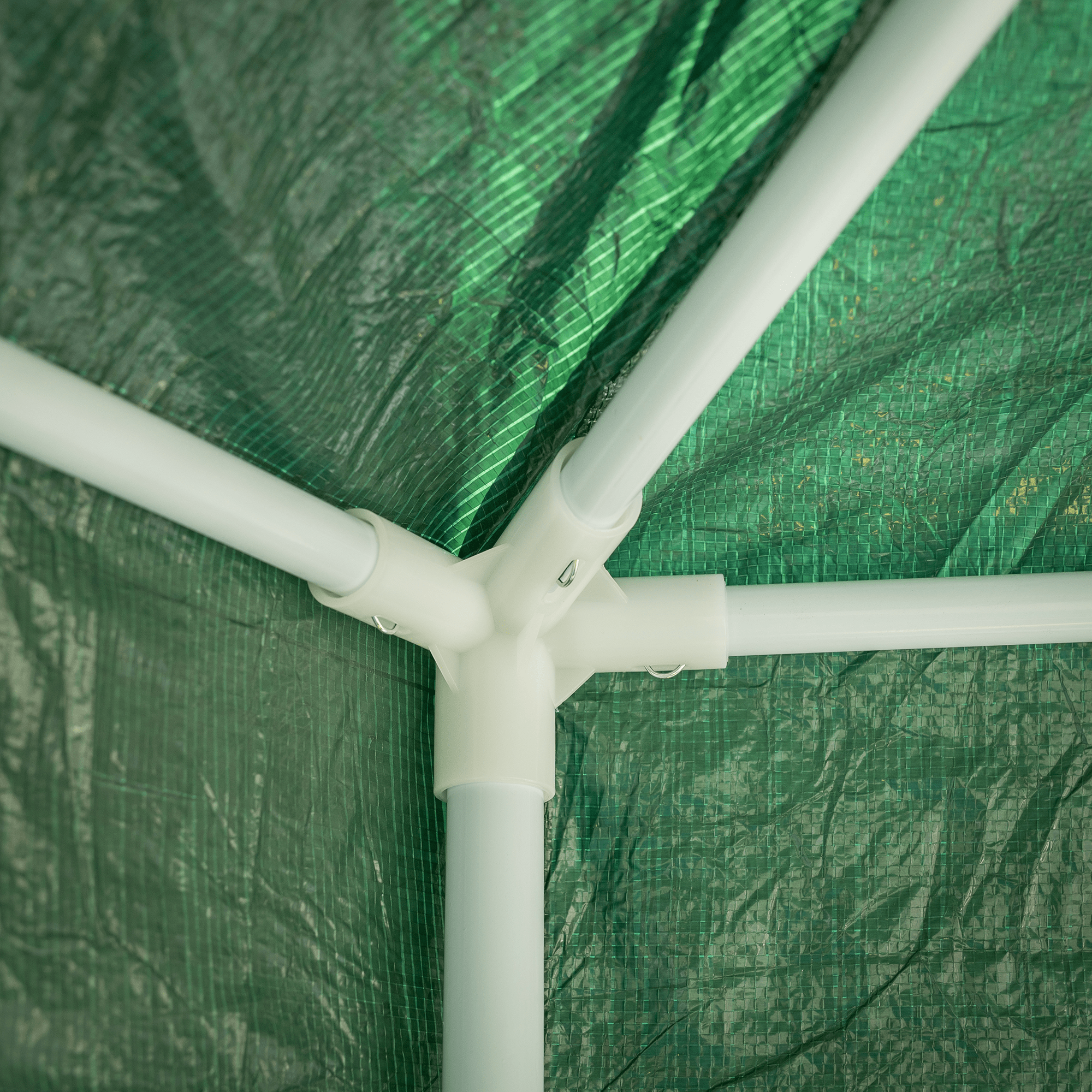 Pavilion cort pentru grădină, 3,9x2,5x3,9m, verde / alb, RINGE TIP 1 6 laturi