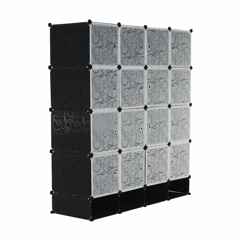 Organizator de dulap modular, negru / alb lapte, RODAN TYPE 2