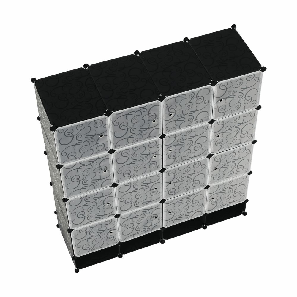 Organizator de dulap modular, negru / alb lapte, RODAN TYPE 2