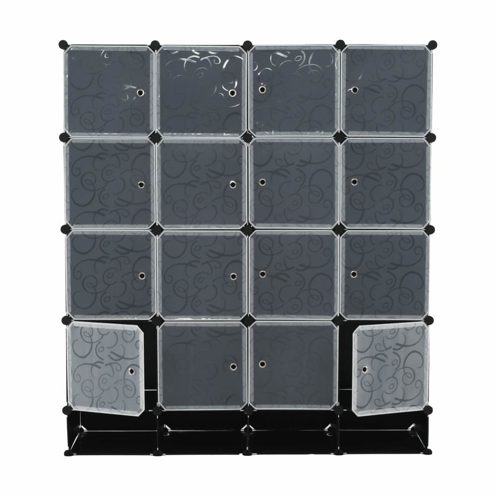 Organizator de dulap modular, negru / alb lapte, RODAN TYPE 2