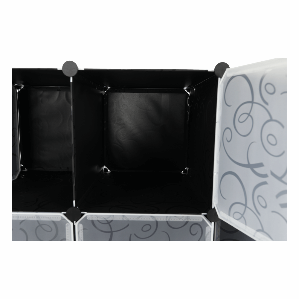 Organizator de dulap modular, negru / alb lapte, RODAN TYPE 2