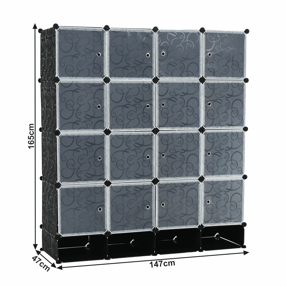 Organizator de dulap modular, negru / alb lapte, RODAN TYPE 2