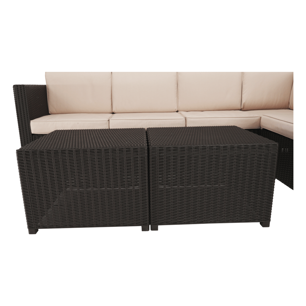 Set de grădină din rattan, 3 piese, maro/bej, RODEN