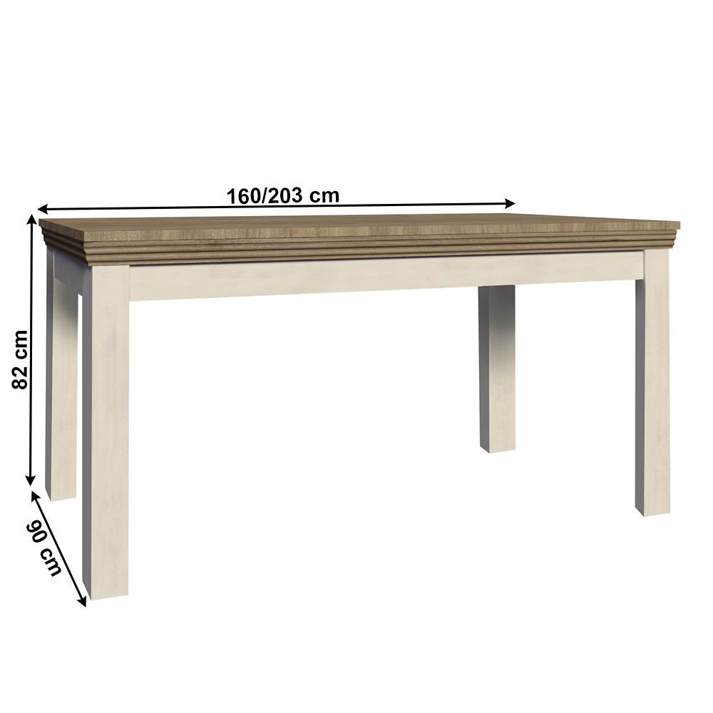 Masă extensibilă pentru dining, pin nordic/stejar sălbatic, 160-203x90 cm, ROYAL ST