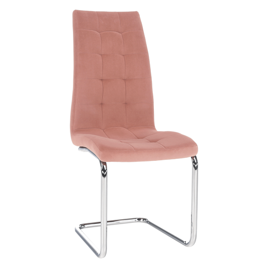 Scaun de masă, ţesătură de catifea roz / crom, SALOMA NEW