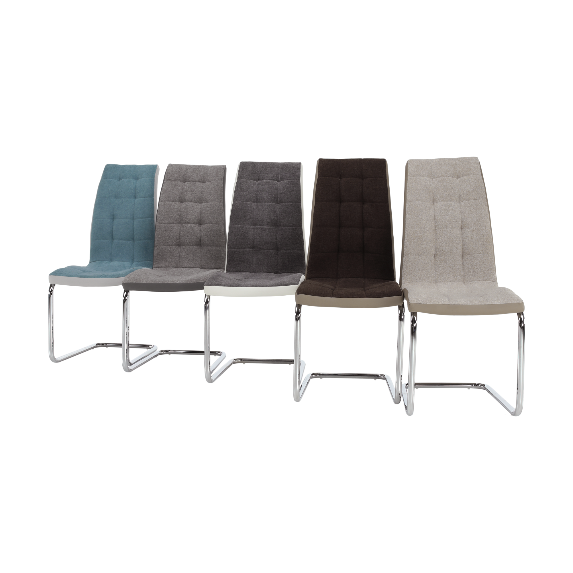 Scaun bucătărie, material textil gri închis/piele ecologică albă/crom, SALOMA NEW