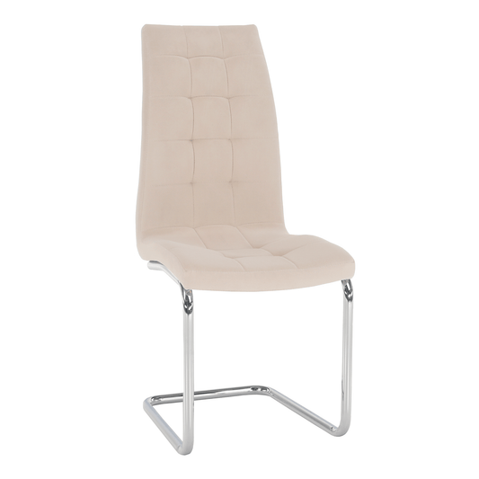 Scaun de masă, ţesătură catifea bej / crom, SALOMA NEW