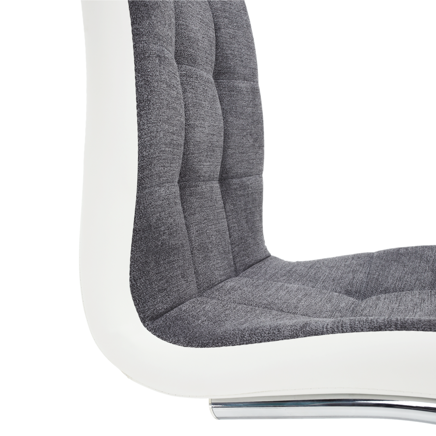 Scaun bucătărie, material textil gri închis/piele ecologică albă/crom, SALOMA NEW