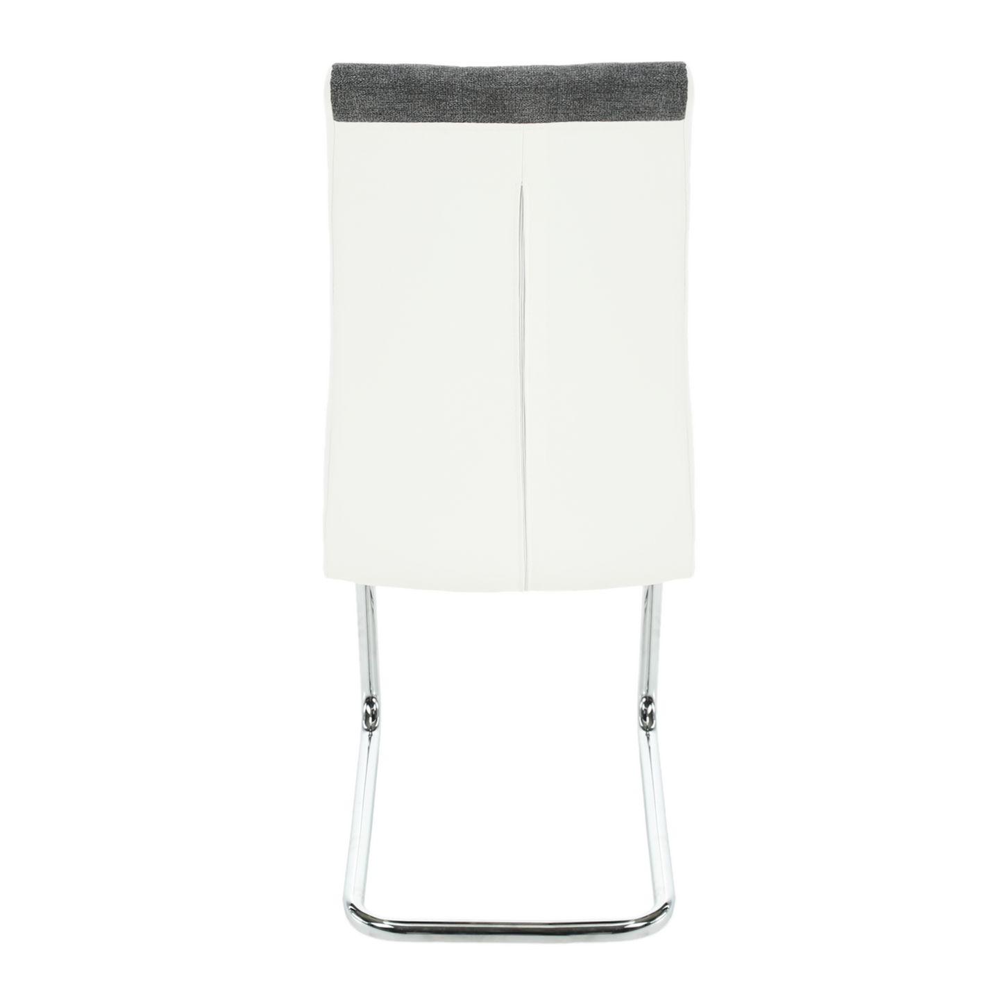 Scaun bucătărie, material textil gri închis/piele ecologică albă/crom, SALOMA NEW