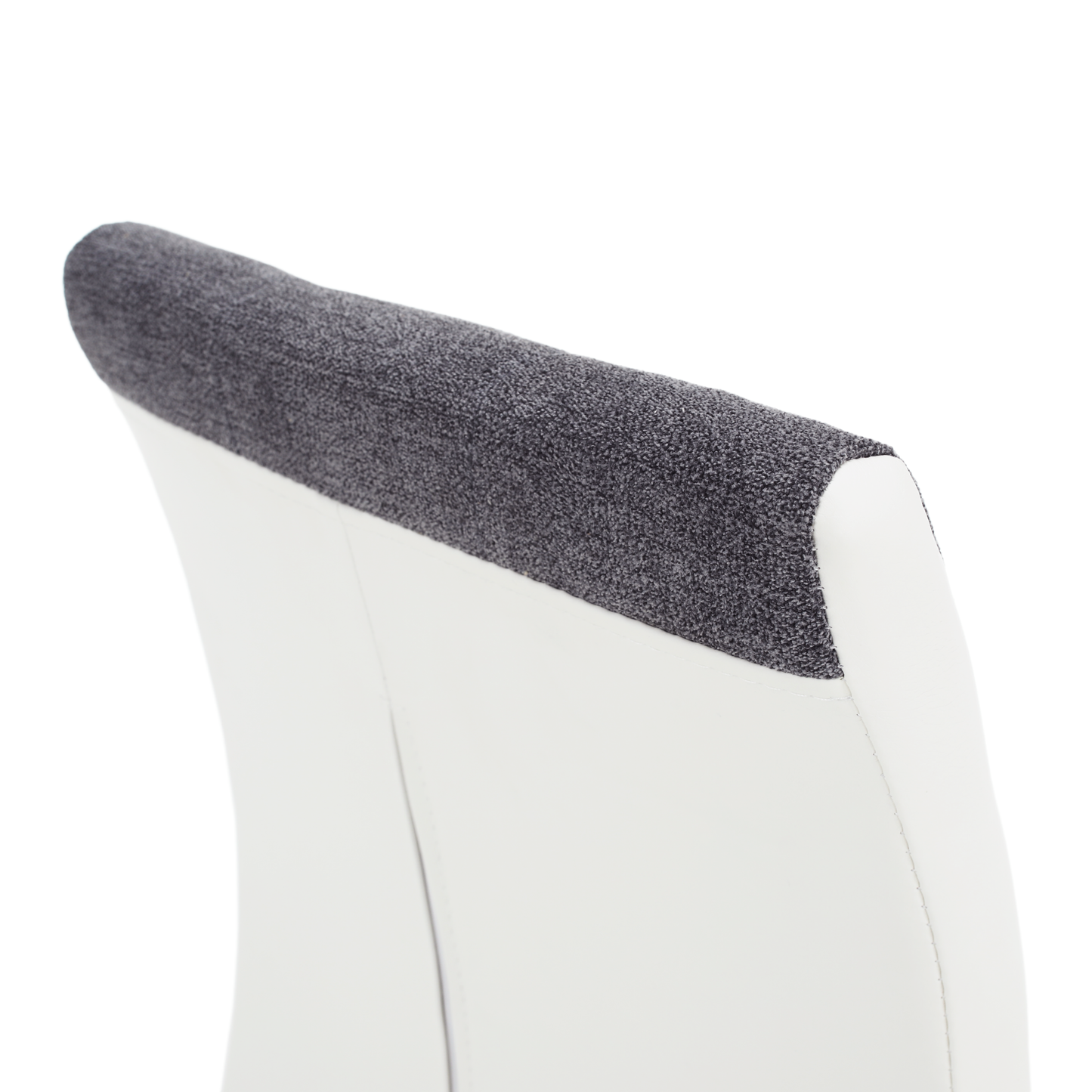 Scaun bucătărie, material textil gri închis/piele ecologică albă/crom, SALOMA NEW