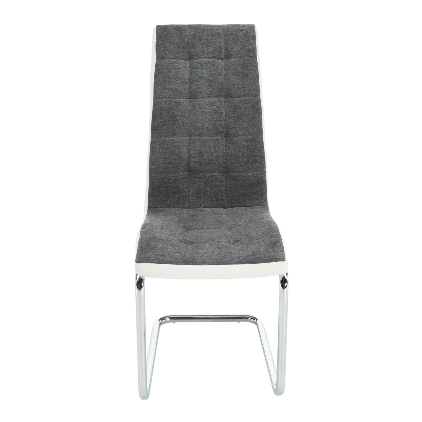 Scaun bucătărie, material textil gri închis/piele ecologică albă/crom, SALOMA NEW