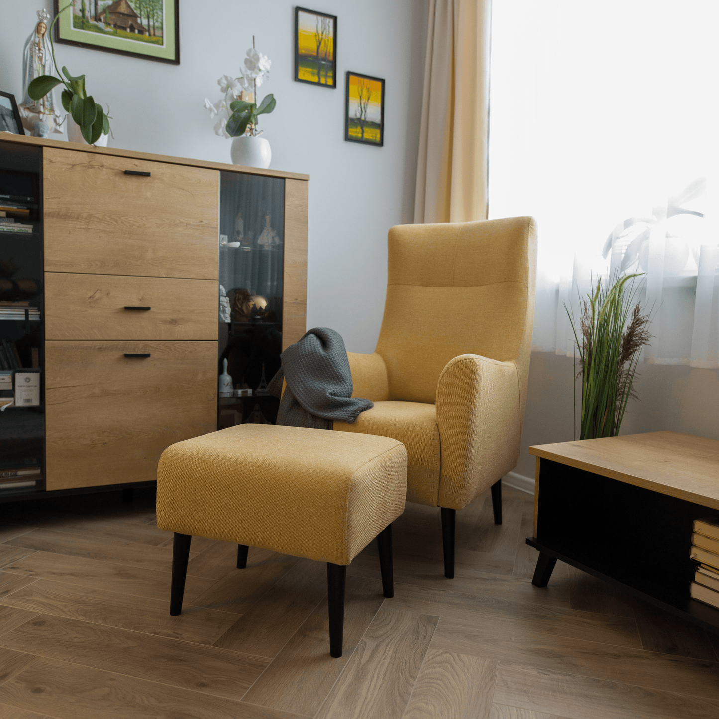 Taburet, galben/ negru, SAMY