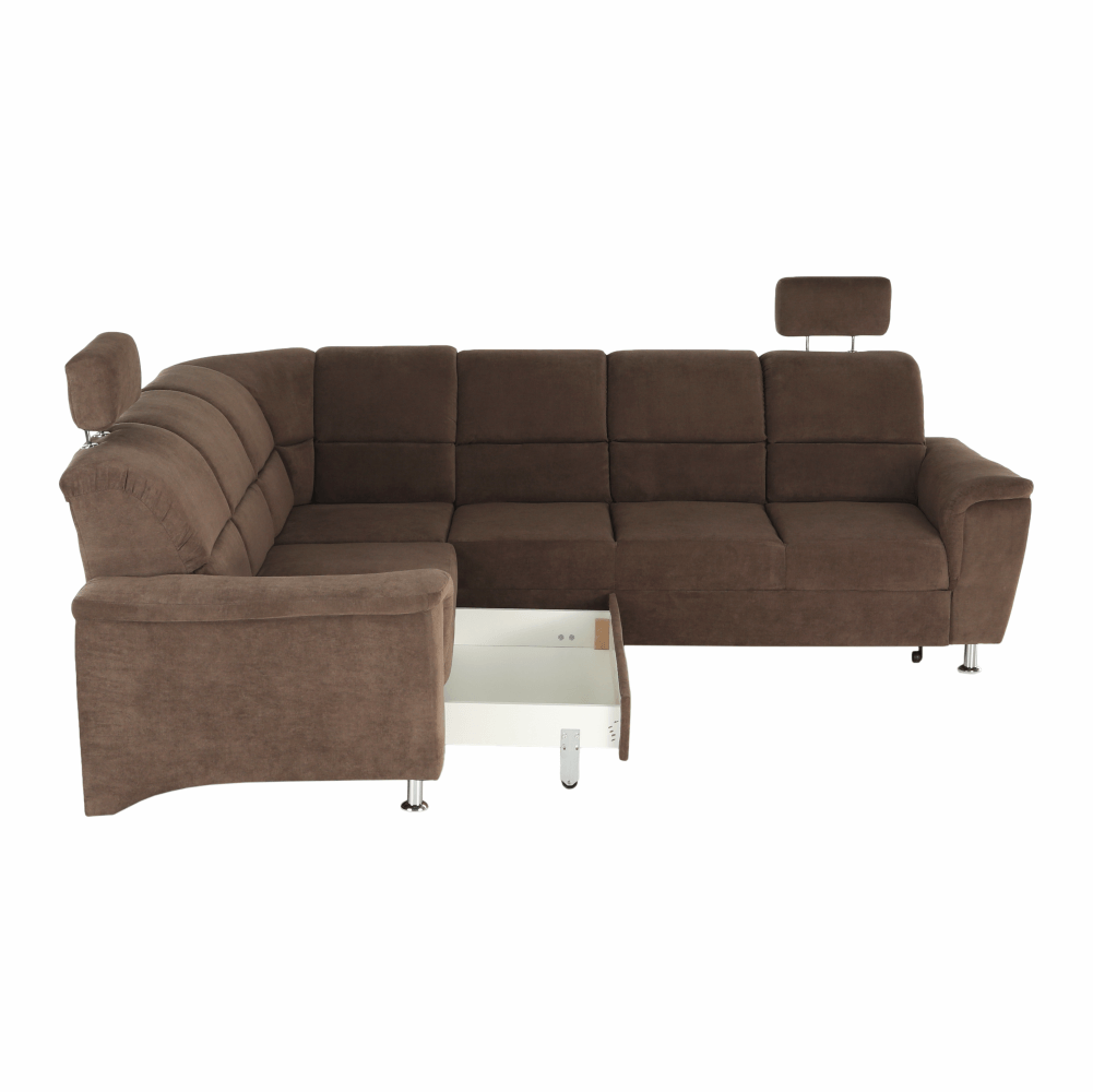 Colţar extensibil, textil maro, stânga, SANTIAGO