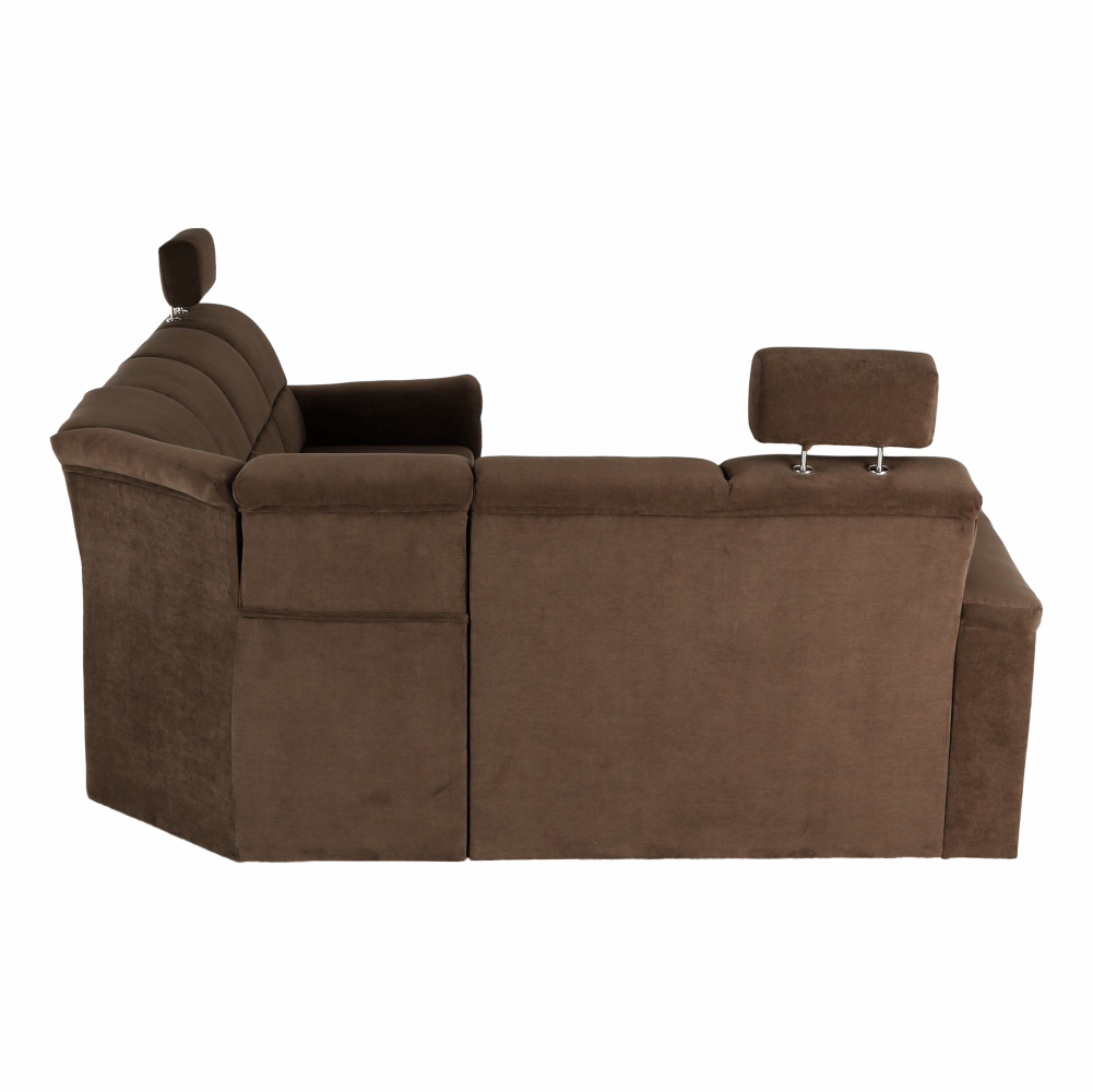 Colţar extensibil, textil maro, stânga, SANTIAGO