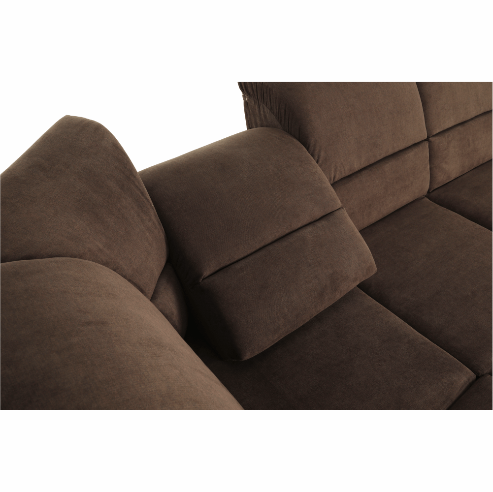 Colţar extensibil, textil maro, stânga, SANTIAGO