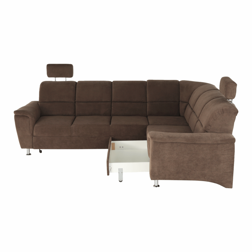 Colţar extensibil, textil maro, dreapta,, SANTIAGO