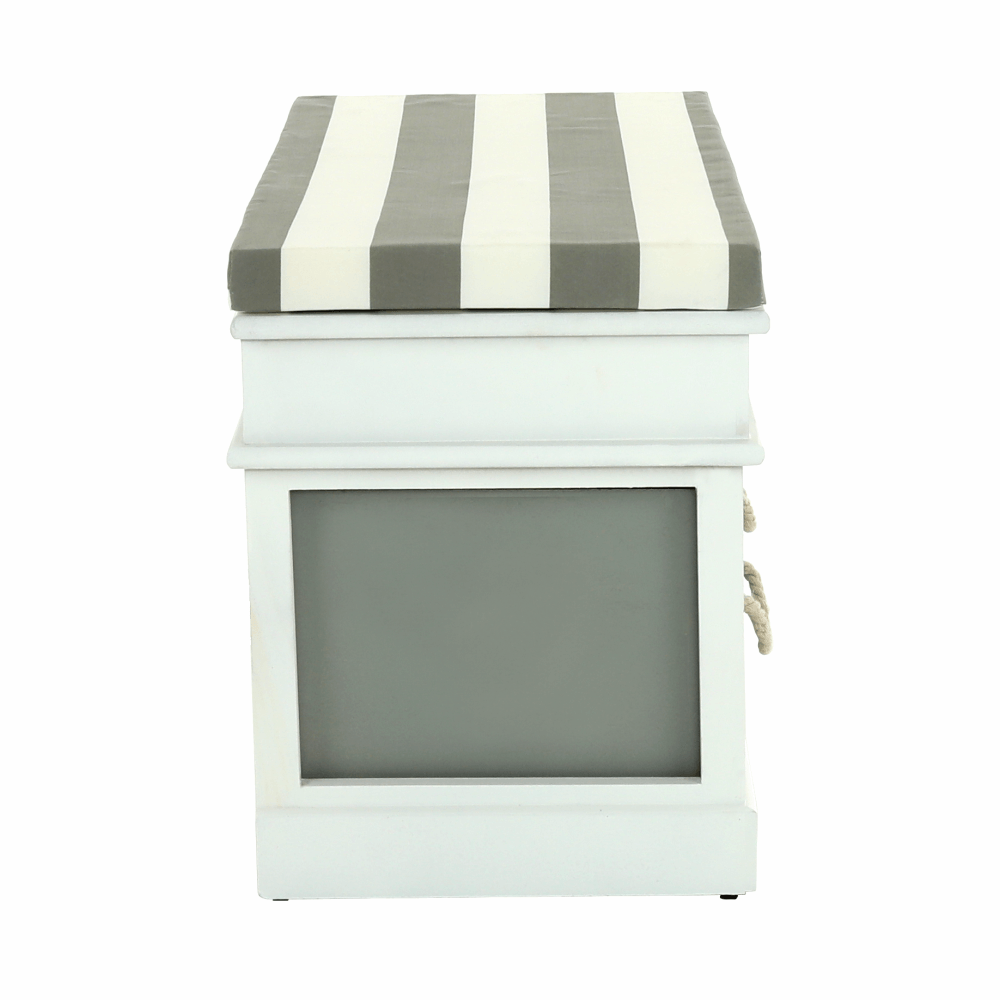 Bancă cu  pernă, 2 sertare, alb/gri, SEAT BENCH  2 NEW