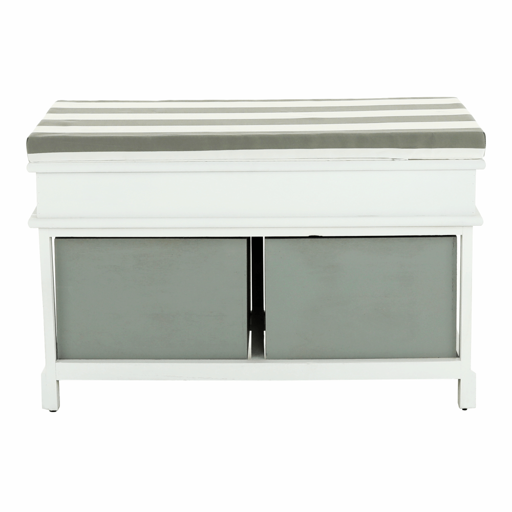 Bancă cu  pernă, 2 sertare, alb/gri, SEAT BENCH  2 NEW