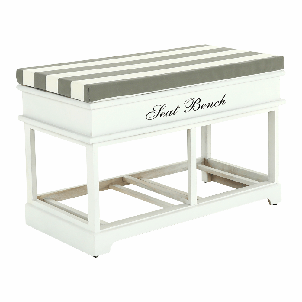 Bancă cu  pernă, 2 sertare, alb/gri, SEAT BENCH  2 NEW