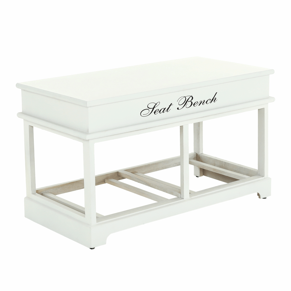Bancă cu  pernă, 2 sertare, alb/gri, SEAT BENCH  2 NEW