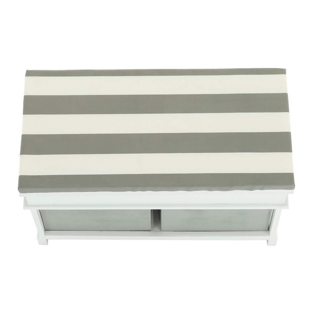 Bancă cu  pernă, 2 sertare, alb/gri, SEAT BENCH  2 NEW