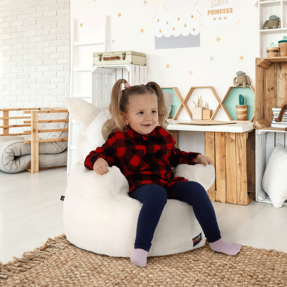 Fotoliu tip sac, material textil alb/smântână, BABY TIPUL 3