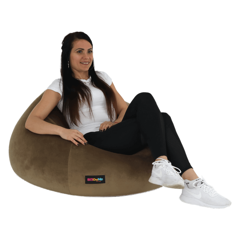 Fotoliu tip sac, material textil gri-maro TAUPE, TRIKALO