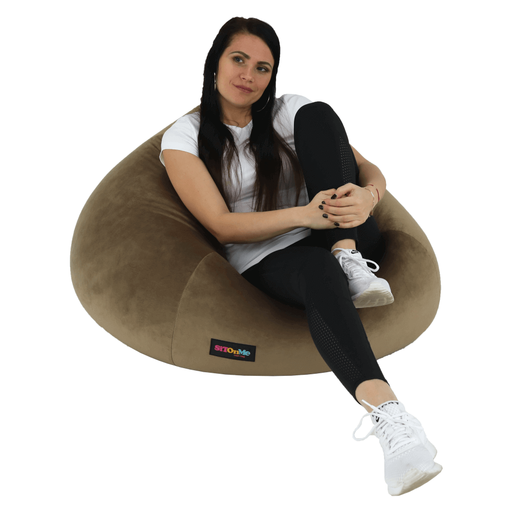 Fotoliu tip sac, material textil gri-maro TAUPE, TRIKALO