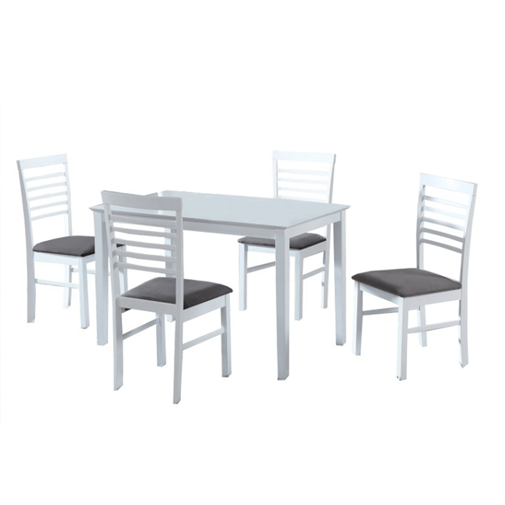 Set de bucătărie, MDF alb/textil gri, BRISBO 1+4