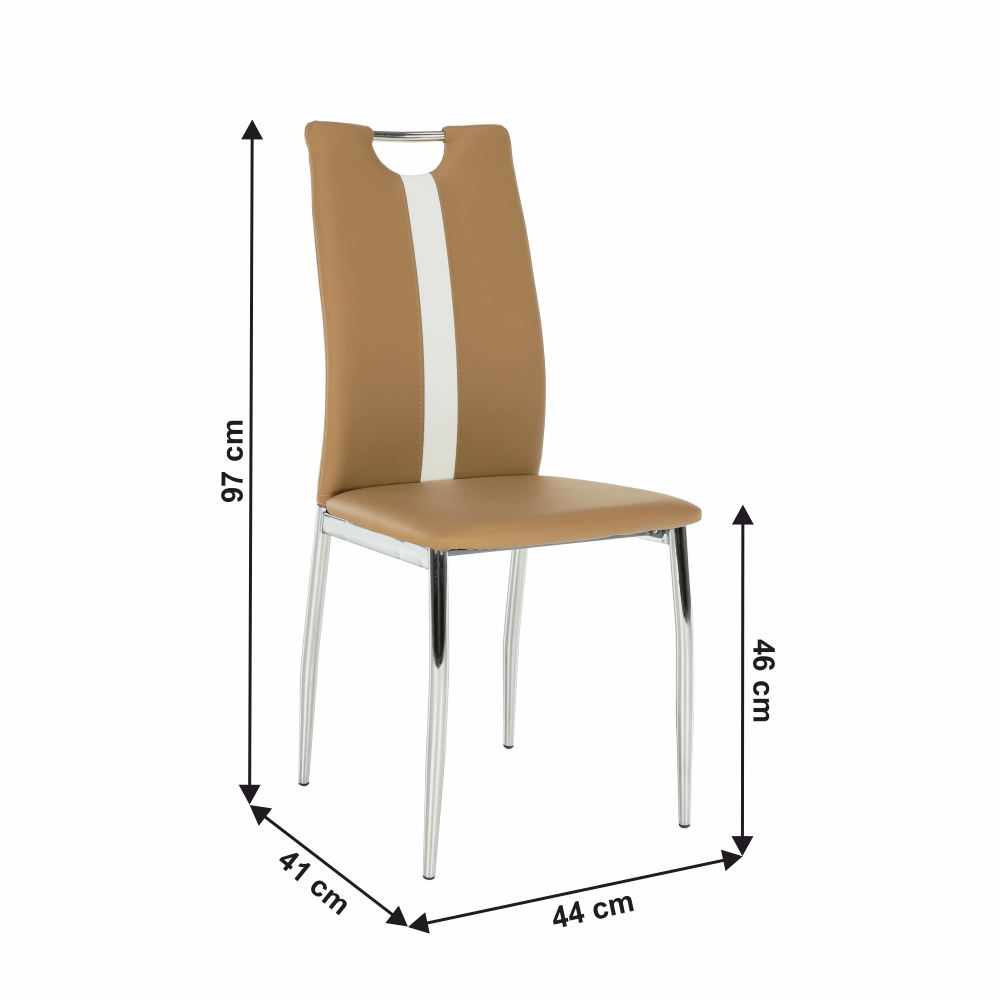 Scaun, bej / alb, piele ecologică / crom, SIGNA