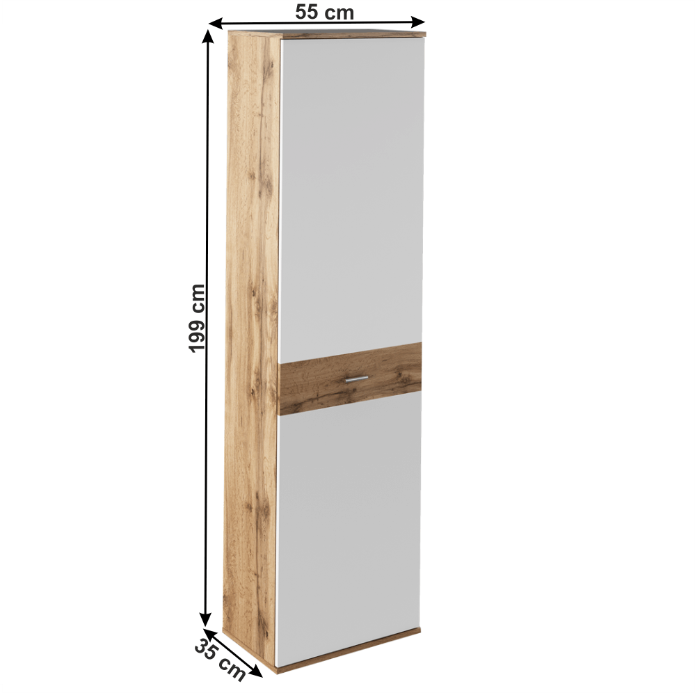 Dulap de haine TIP 2, stejar wotan/alb, CYRIL