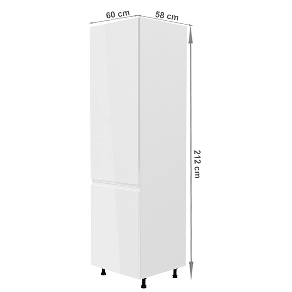 Dulap pentru frigider, alb/alb luciu extra ridicat, de stânga, AURORA D60ZL