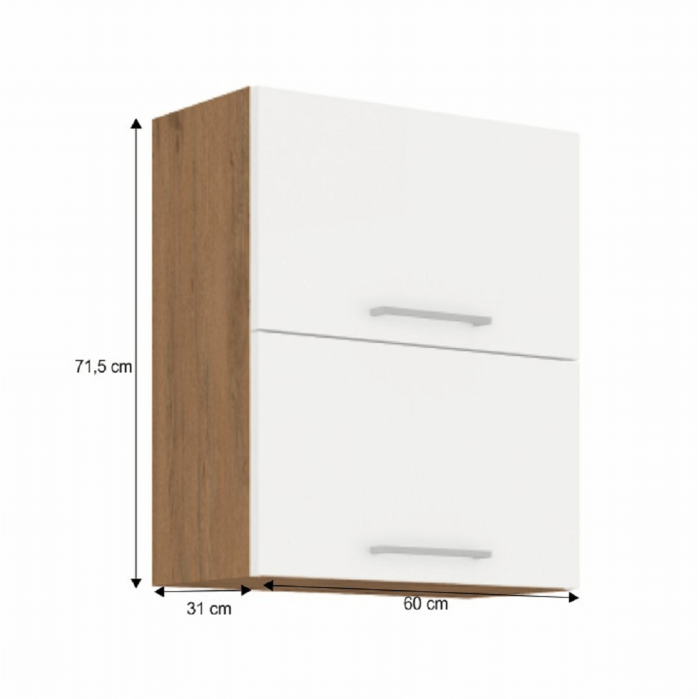 Cabinet superior, stejar Lancelot/alb extra lucios HG, VEGA 60 GU-72 2F