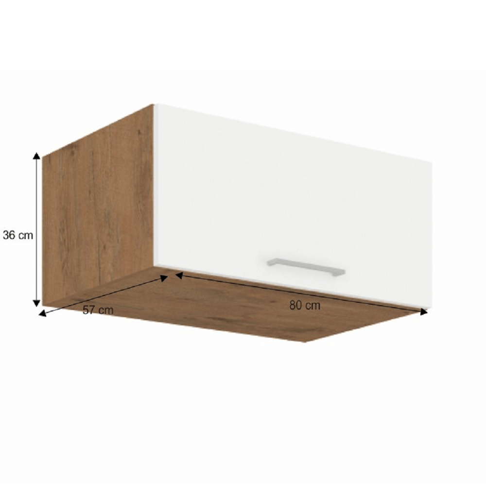 Cabinet superior, stejar Lancelot/alb extra lucios HG, VEGA 80 NAGU-36 1F