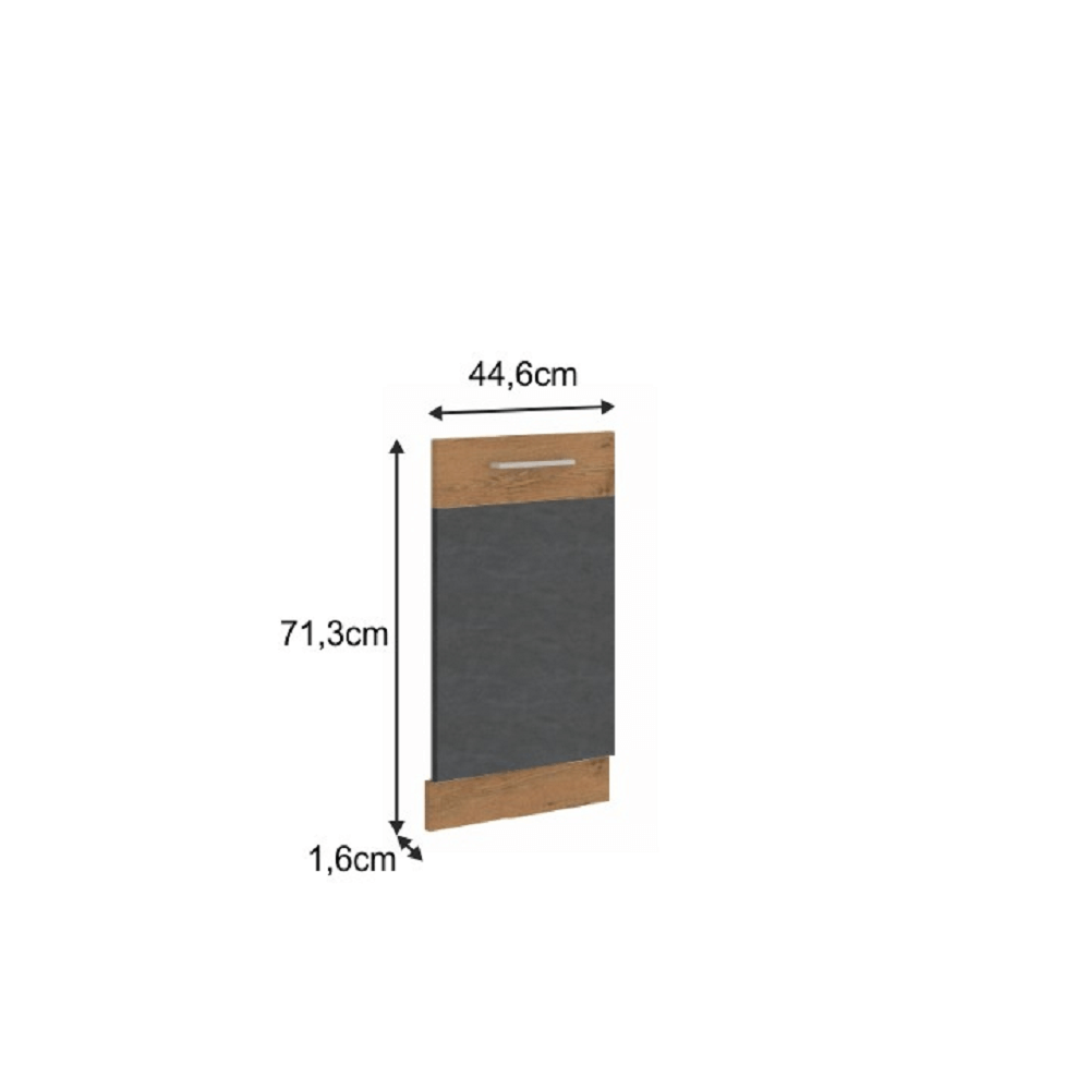 Uşă pentru maşina de spălat vase încorporată, gri mat/stejar lancelot, VEGA ZM 713x446