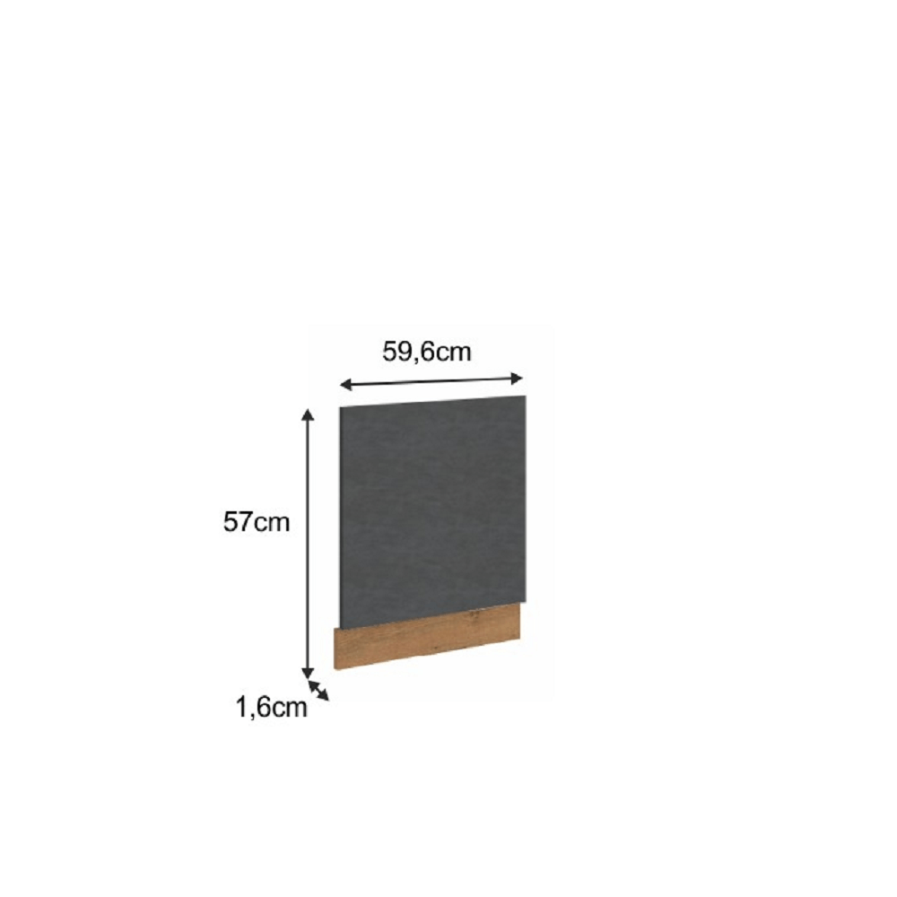 Uşă pentru maşina de spălat vase încorporată, gri mat/stejar lancelot, VEGA ZM 570x596
