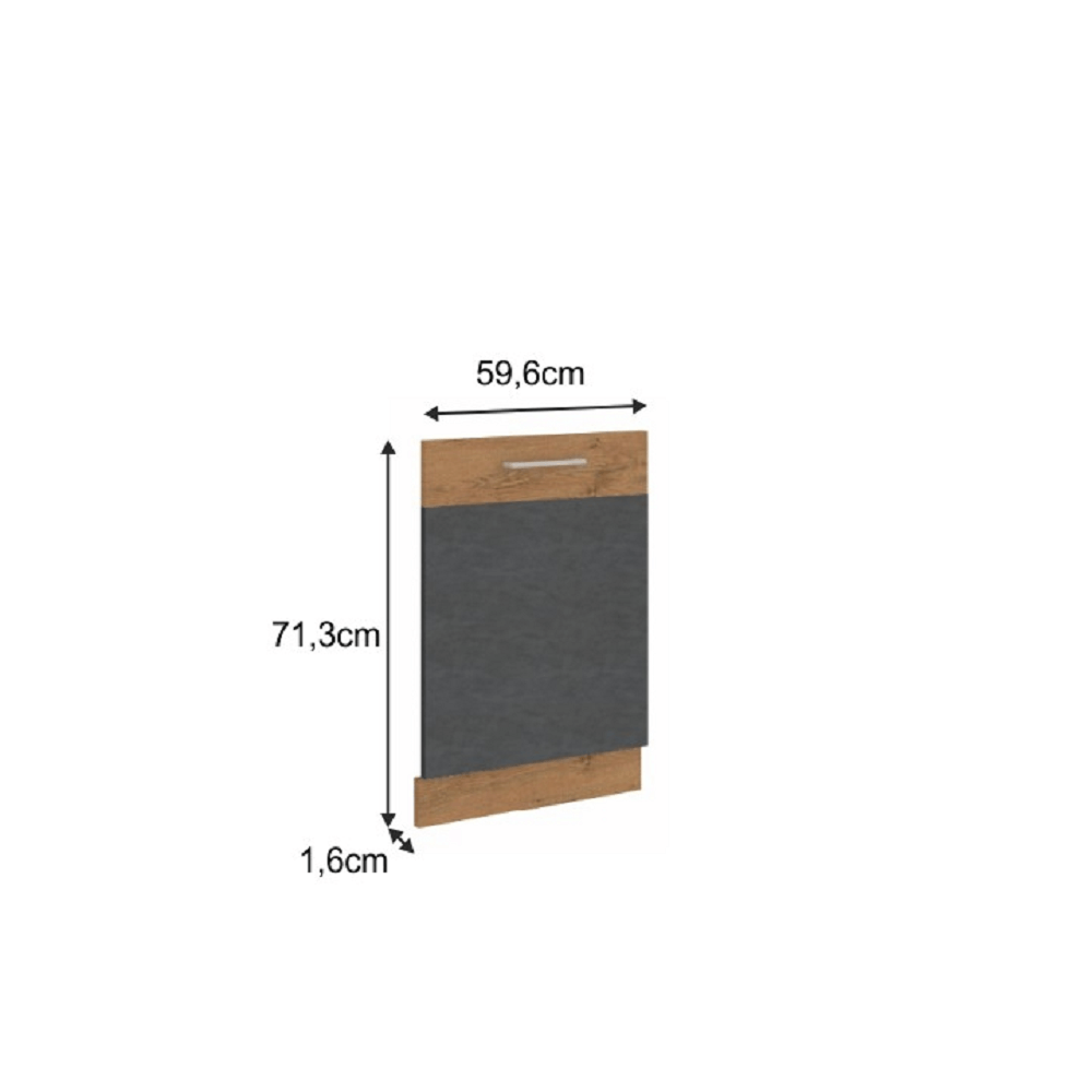 Uşă pentru maşina de spălat vase încorporată, gri mat/stejar lancelot, VEGA ZM 713x596