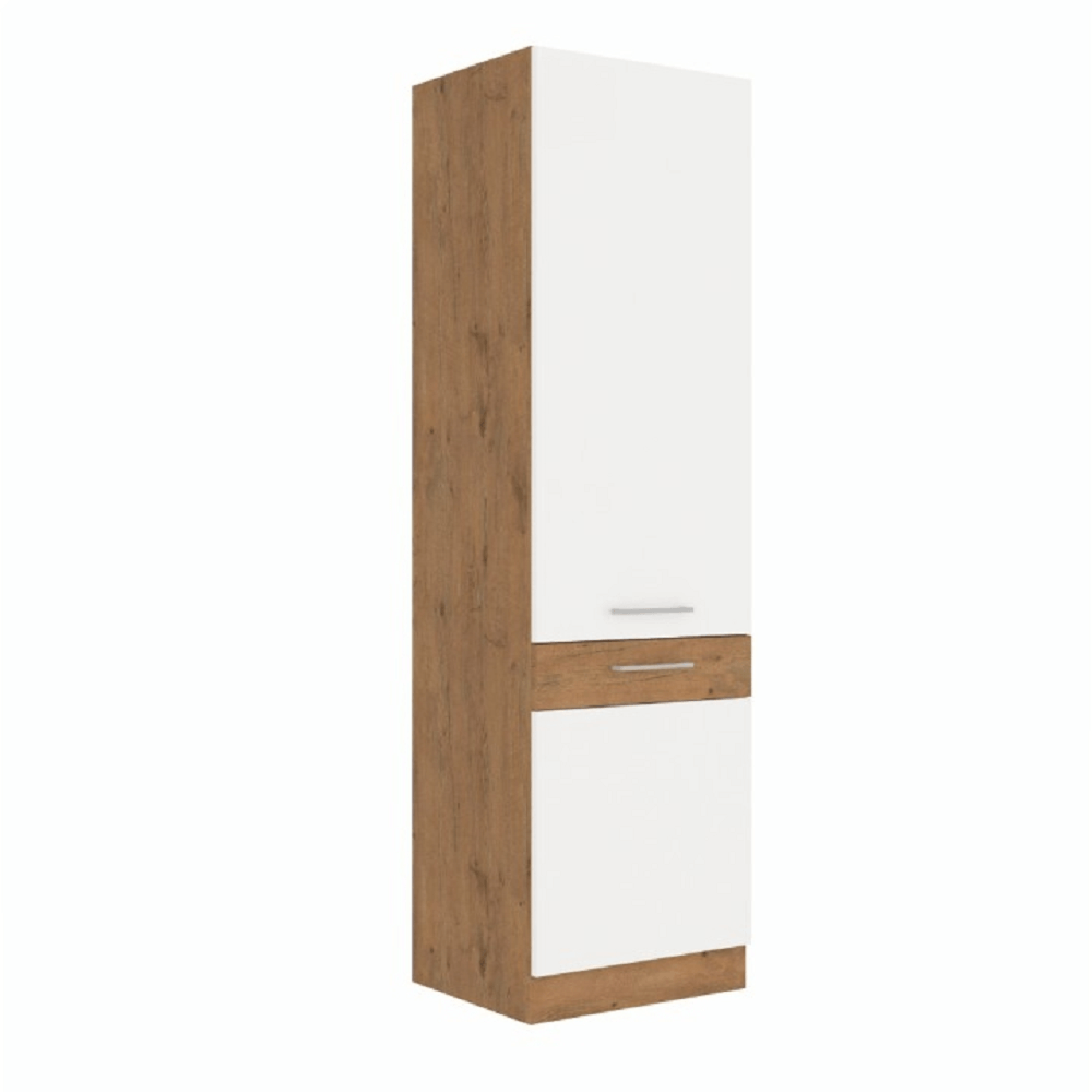 Dulap înalt, stejar Lancelot/alb extra lucios HG, VEGA 60 DK-210 2F