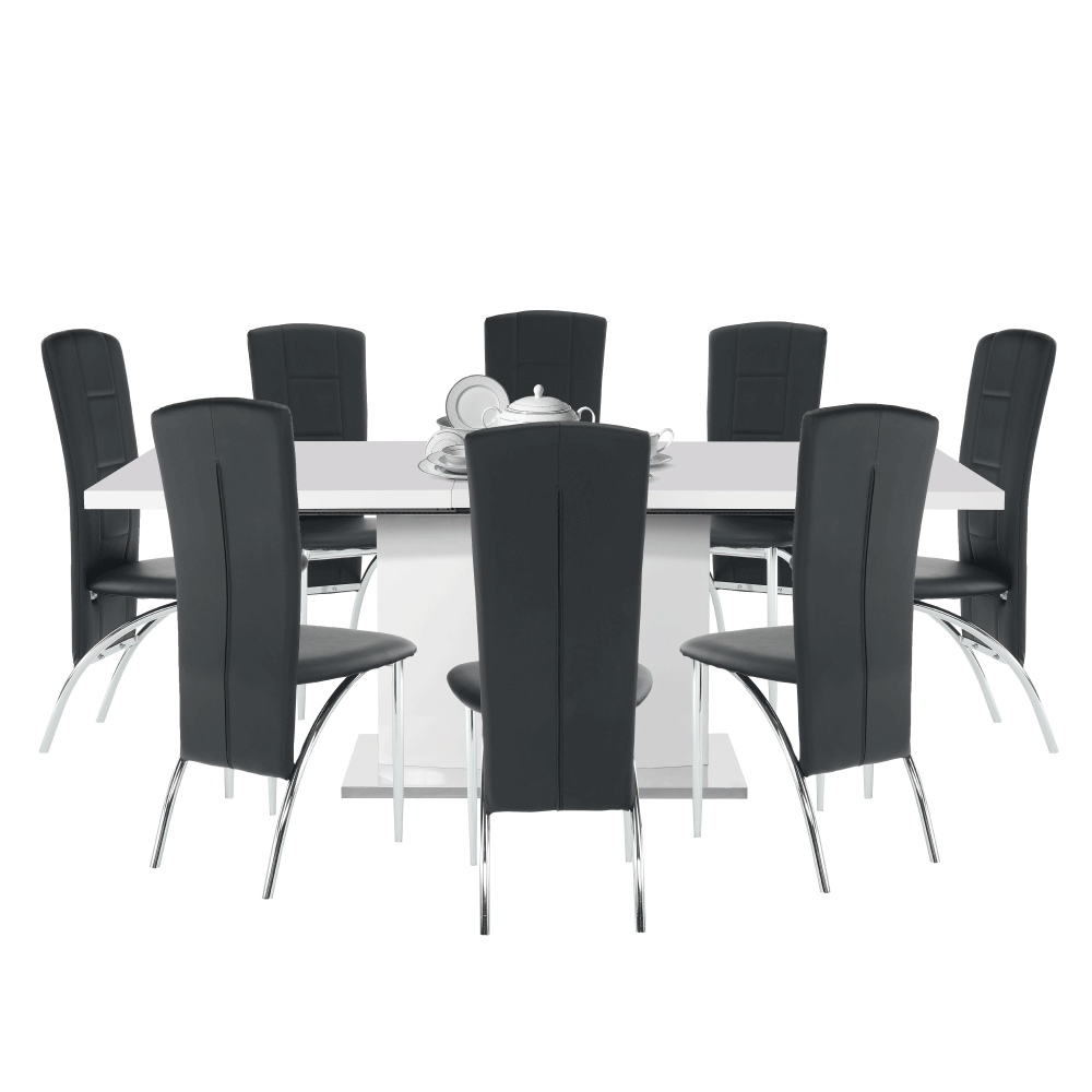 Masă de dining culoare albă HG, 160-200x90 cm, KORINTOS