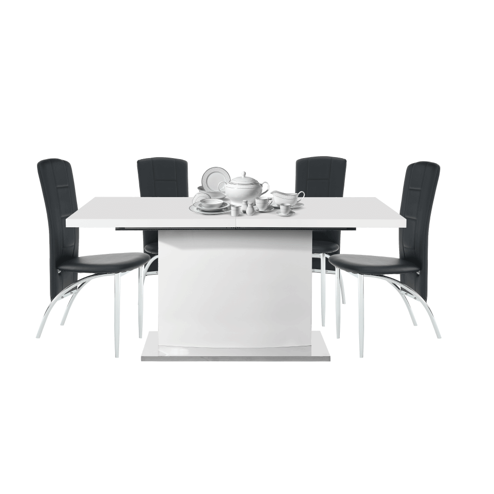 Masă de dining culoare albă HG, 160-200x90 cm, KORINTOS