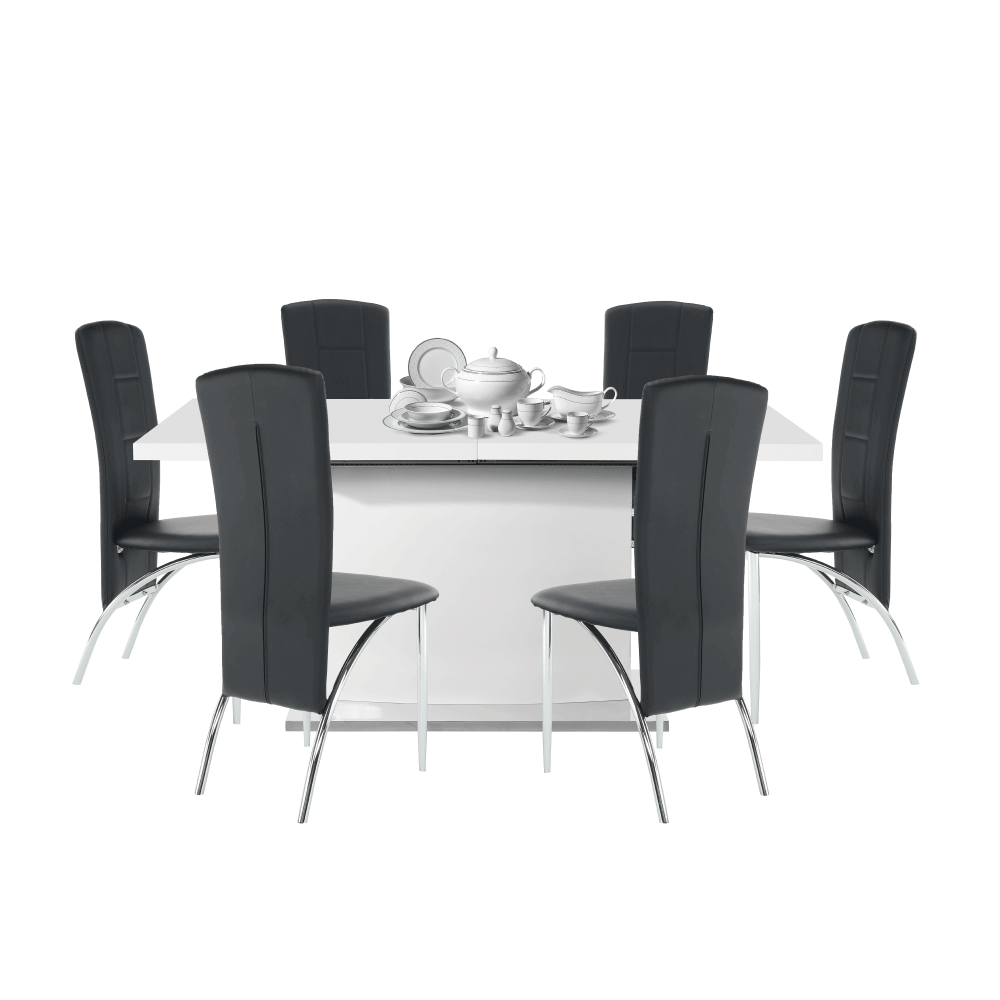 Masă de dining culoare albă HG, 160-200x90 cm, KORINTOS