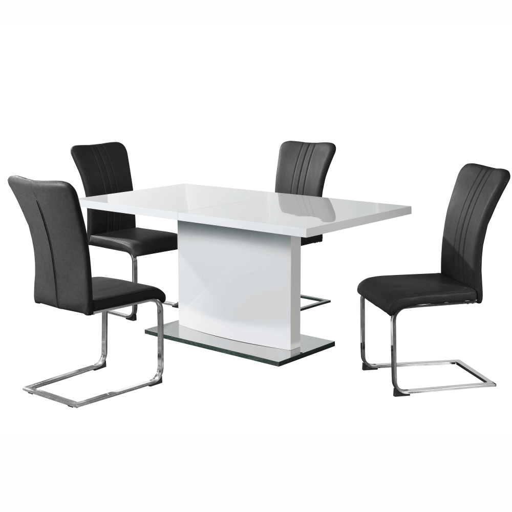 Masă de dining culoare albă HG, 160-200x90 cm, KORINTOS