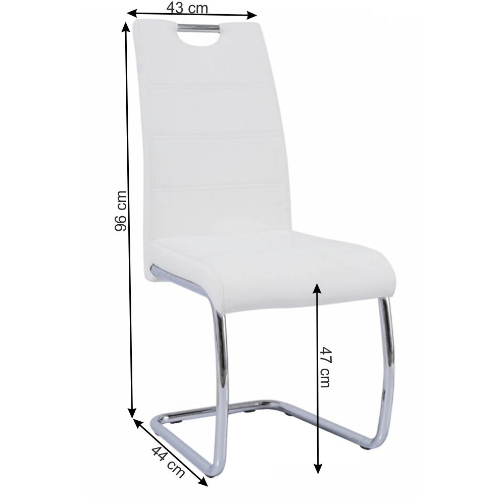Scaun dining, alb/cusătură culoare deschisă, ABIRA NEW