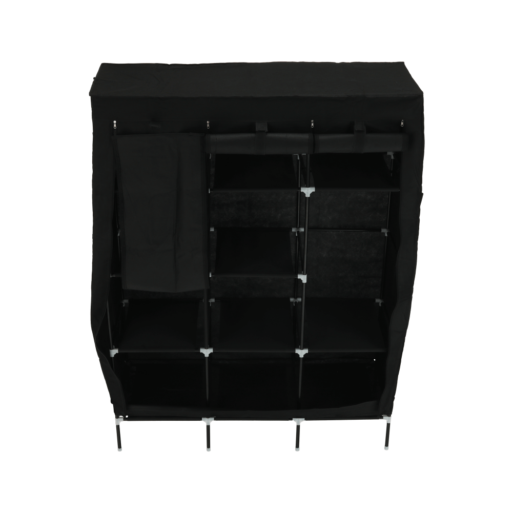 Organizator de garderobă, material textil/metal, negru, TARON VNW05