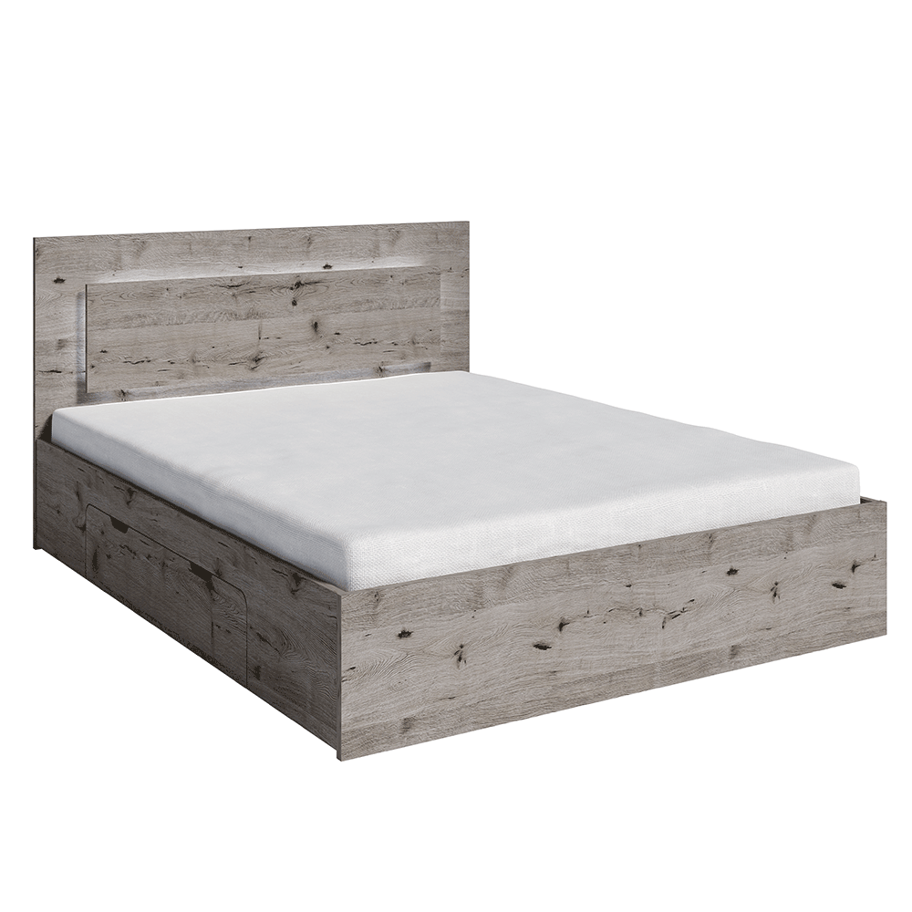 Set dormitor (dulap/ pat/ 2 noptiere), stejar Wellington, TOGOS