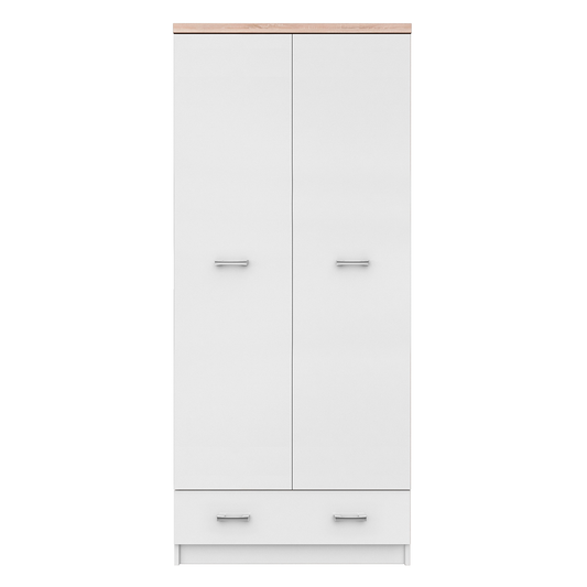 Dulap cu două uşi 2D1S, alb/stejar sonoma, TOPTY TYP 01