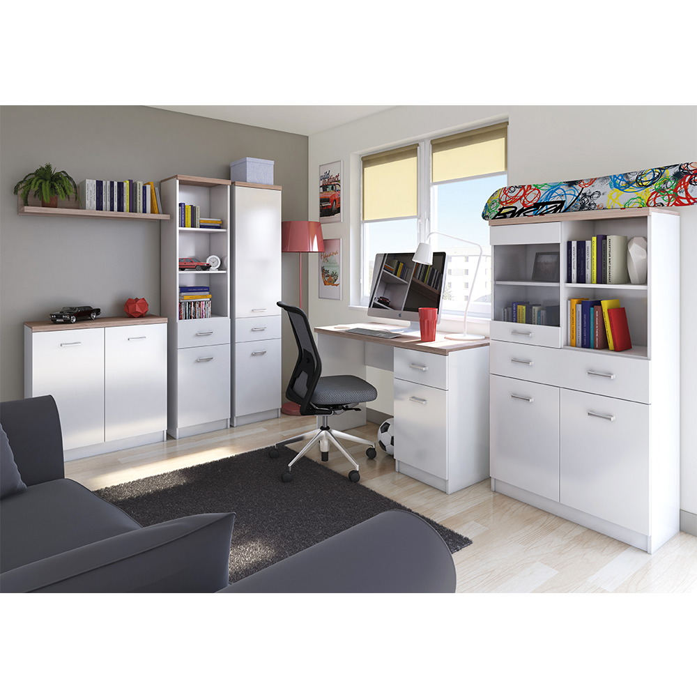 Comodă 1D4S, alb/stejar sonoma, TOPTY TYP 12